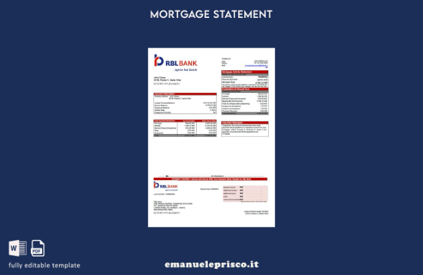 stile verificato Modello di estratto conto ipotecario bancario India RBL Modello